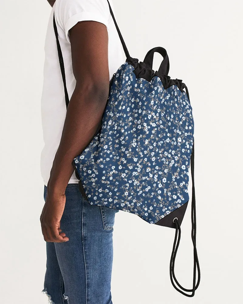 Navy Liberty Floral Canvas Drawstring Bag