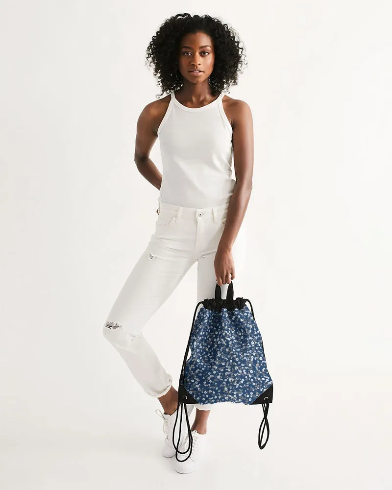 Navy Liberty Floral Canvas Drawstring Bag