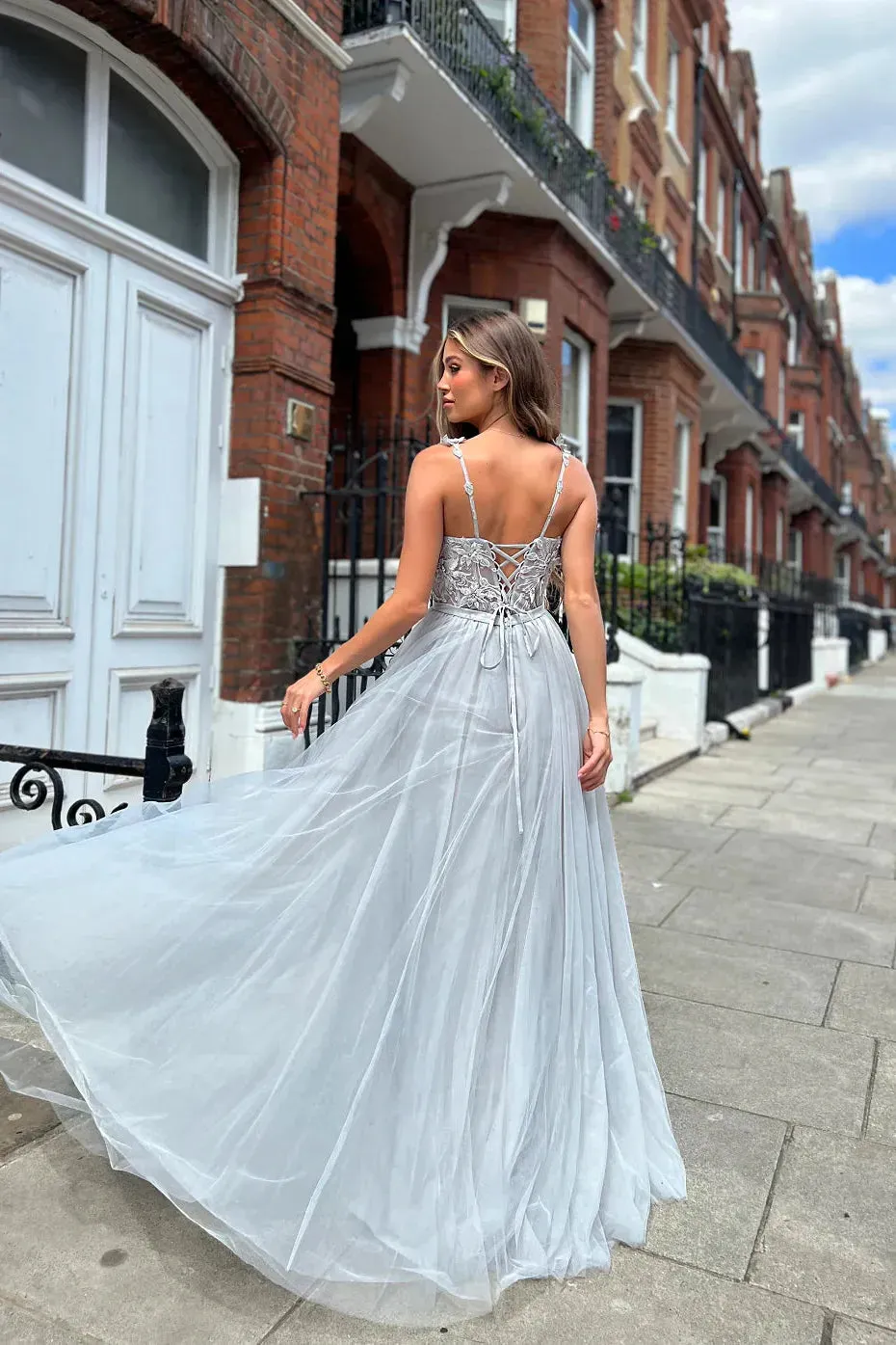 Nicoletta lace bodice full tulle skirt ball gown JX6075