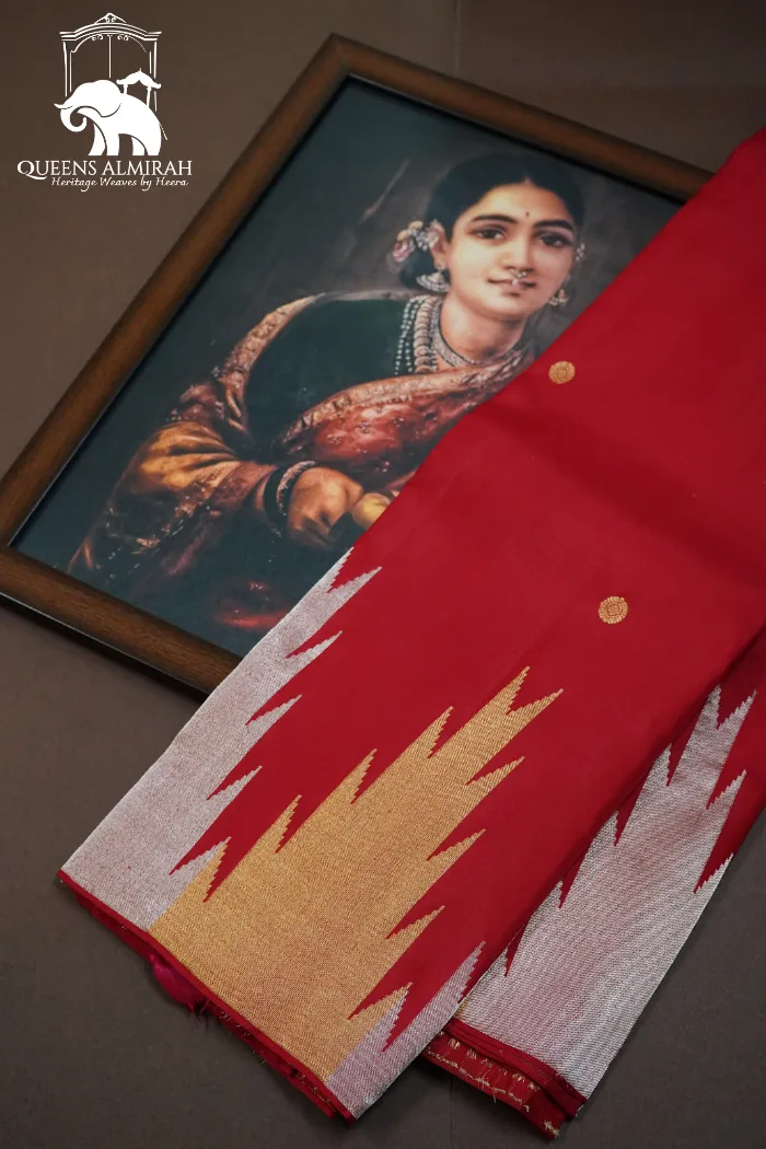 OLD BRICK WITH REDDISH ORANGE PURE KANCHIVARAM SAREE