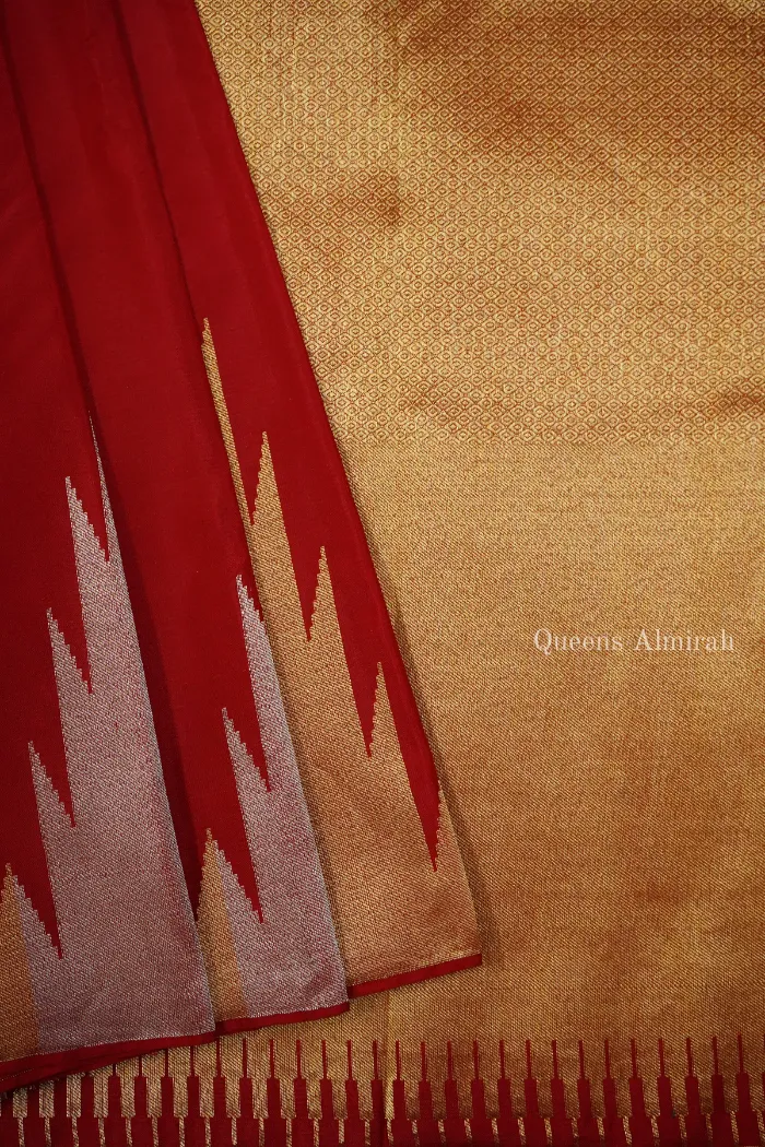 OLD BRICK WITH REDDISH ORANGE PURE KANCHIVARAM SAREE
