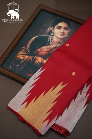 OLD BRICK WITH REDDISH ORANGE PURE KANCHIVARAM SAREE