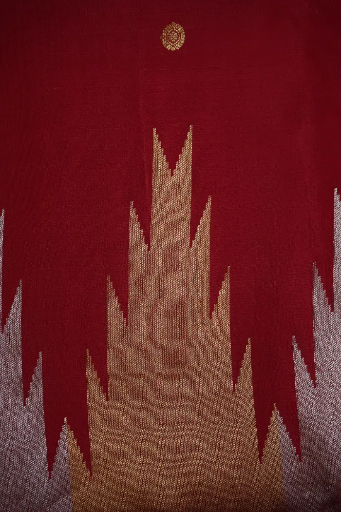 OLD BRICK WITH REDDISH ORANGE PURE KANCHIVARAM SAREE