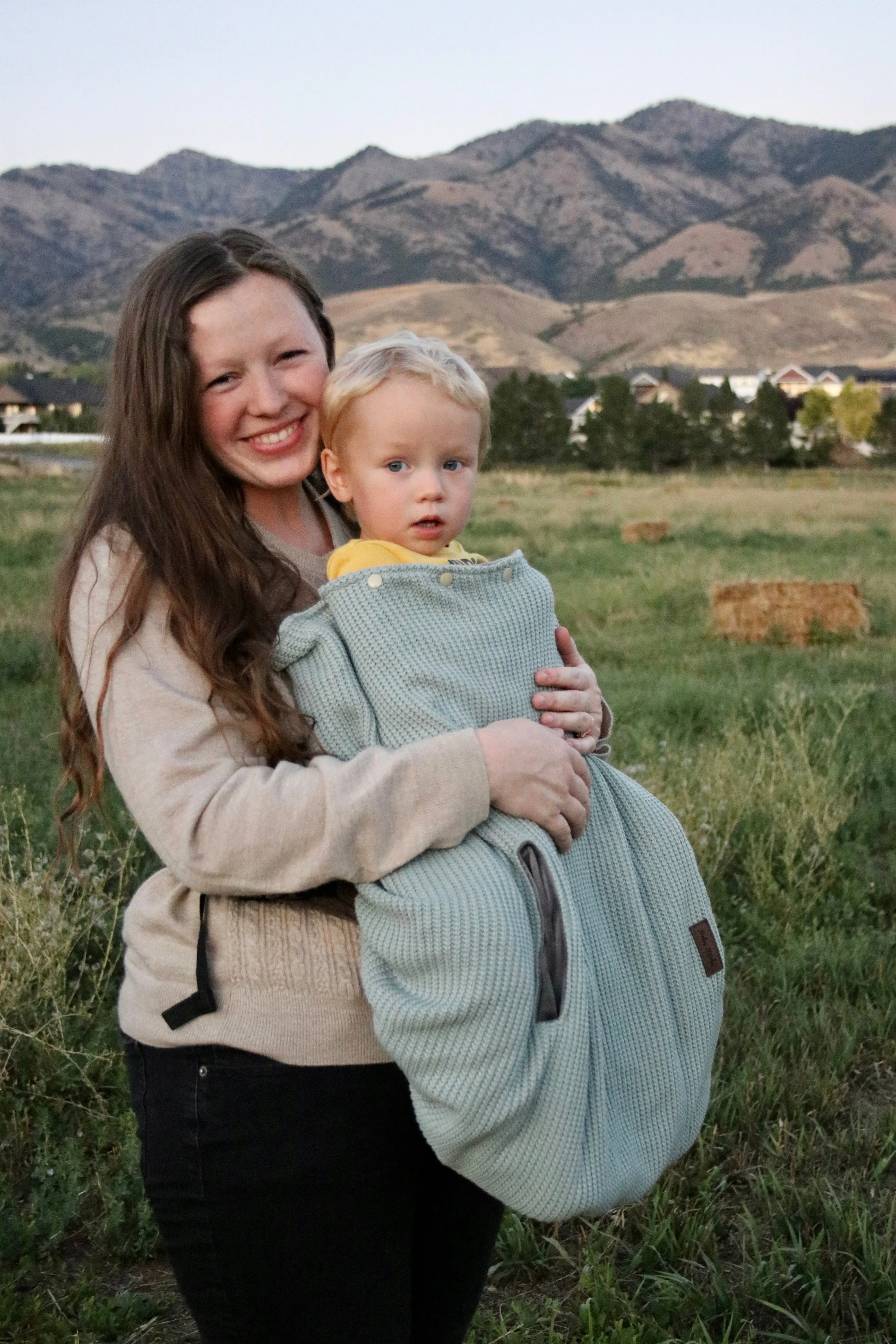 Olive Check Knitted - Sweater Knit Carrier Cover