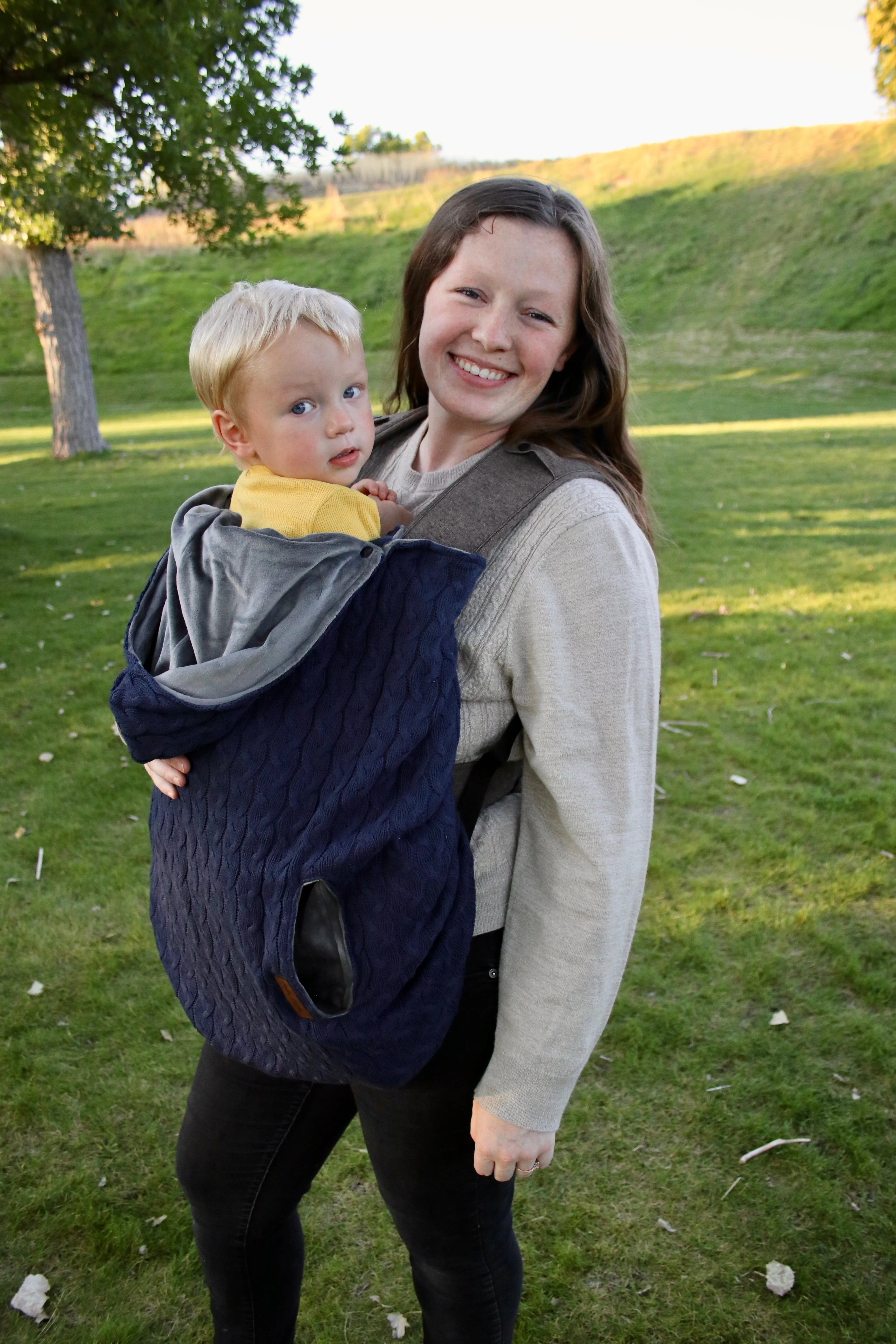 Olive Check Knitted - Sweater Knit Carrier Cover
