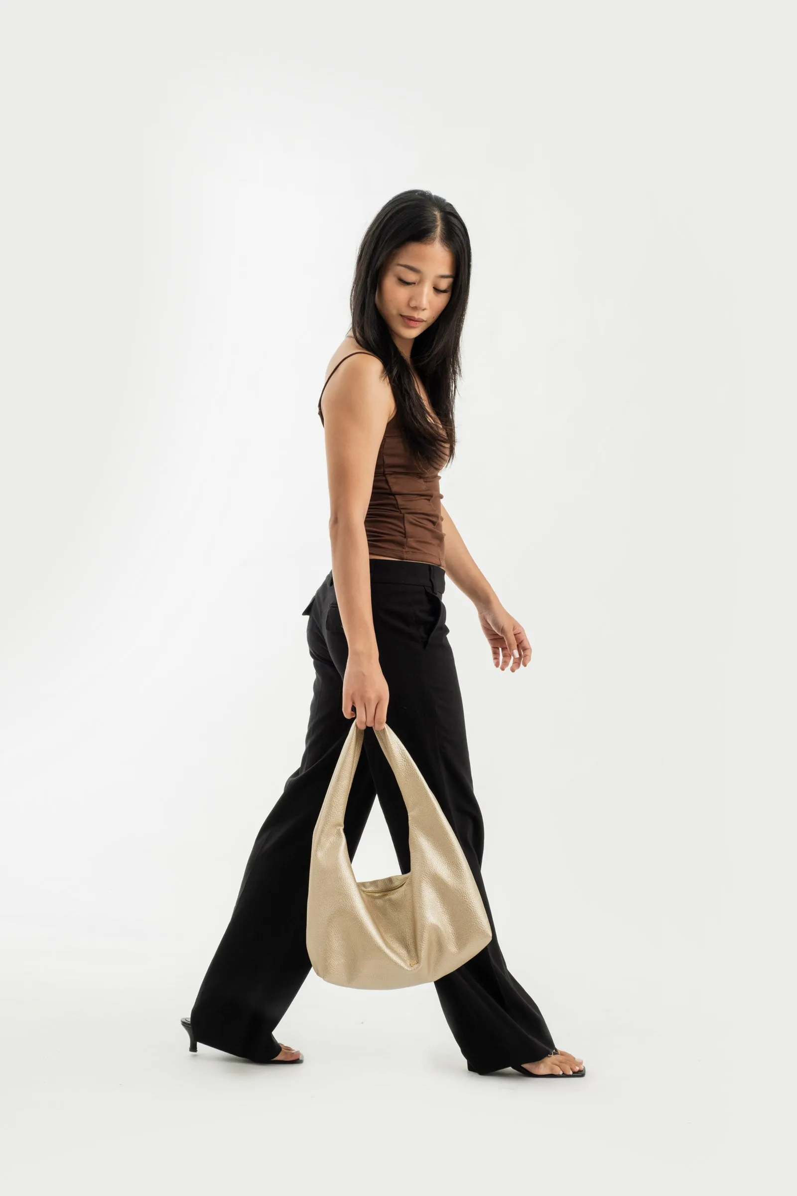 [ON HAND] Small Hobo Bag in Gold (Heavy Pebbled)