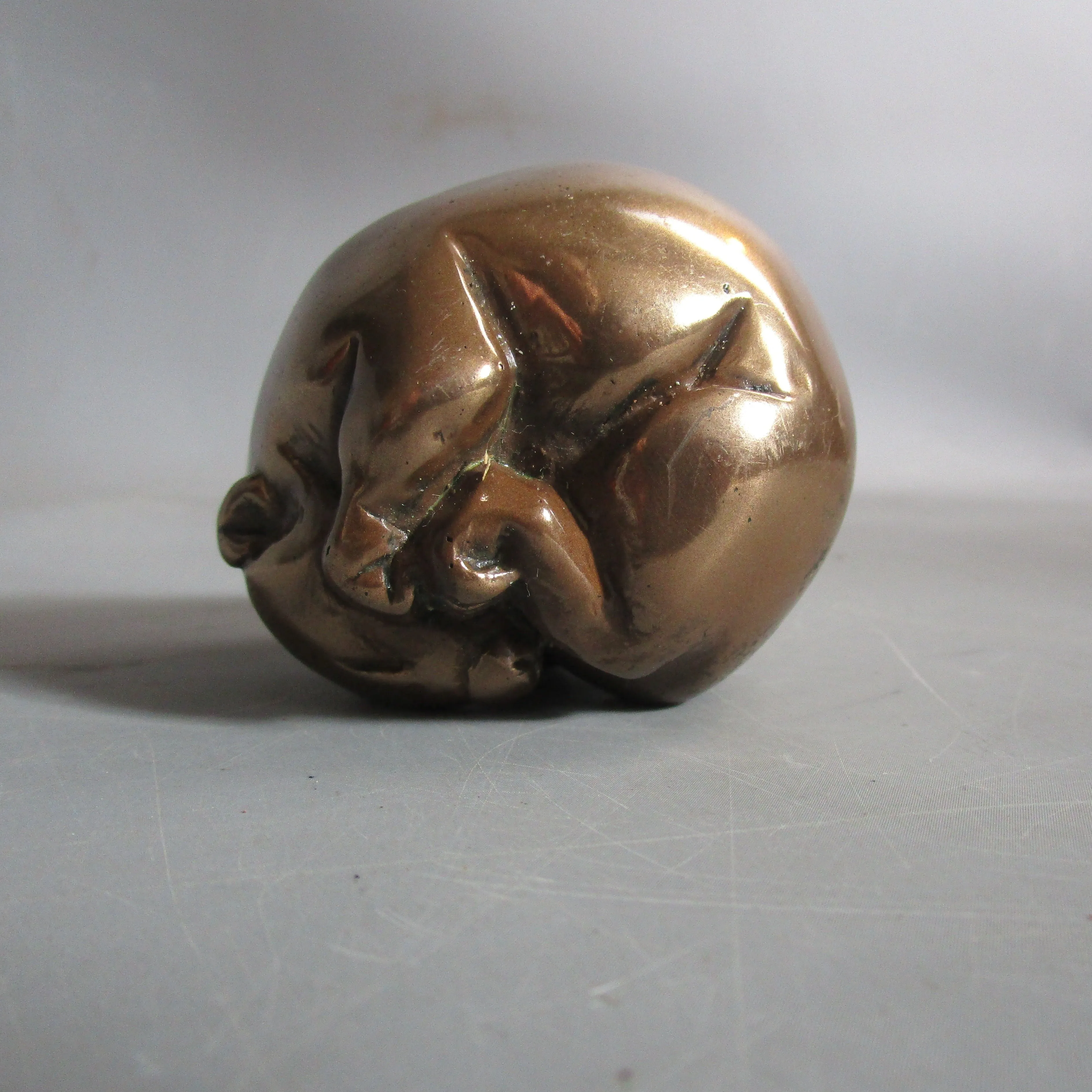 Oriental Mejia Period Bronze scroll weight Curled UP Mammal Antique Victorian c1890