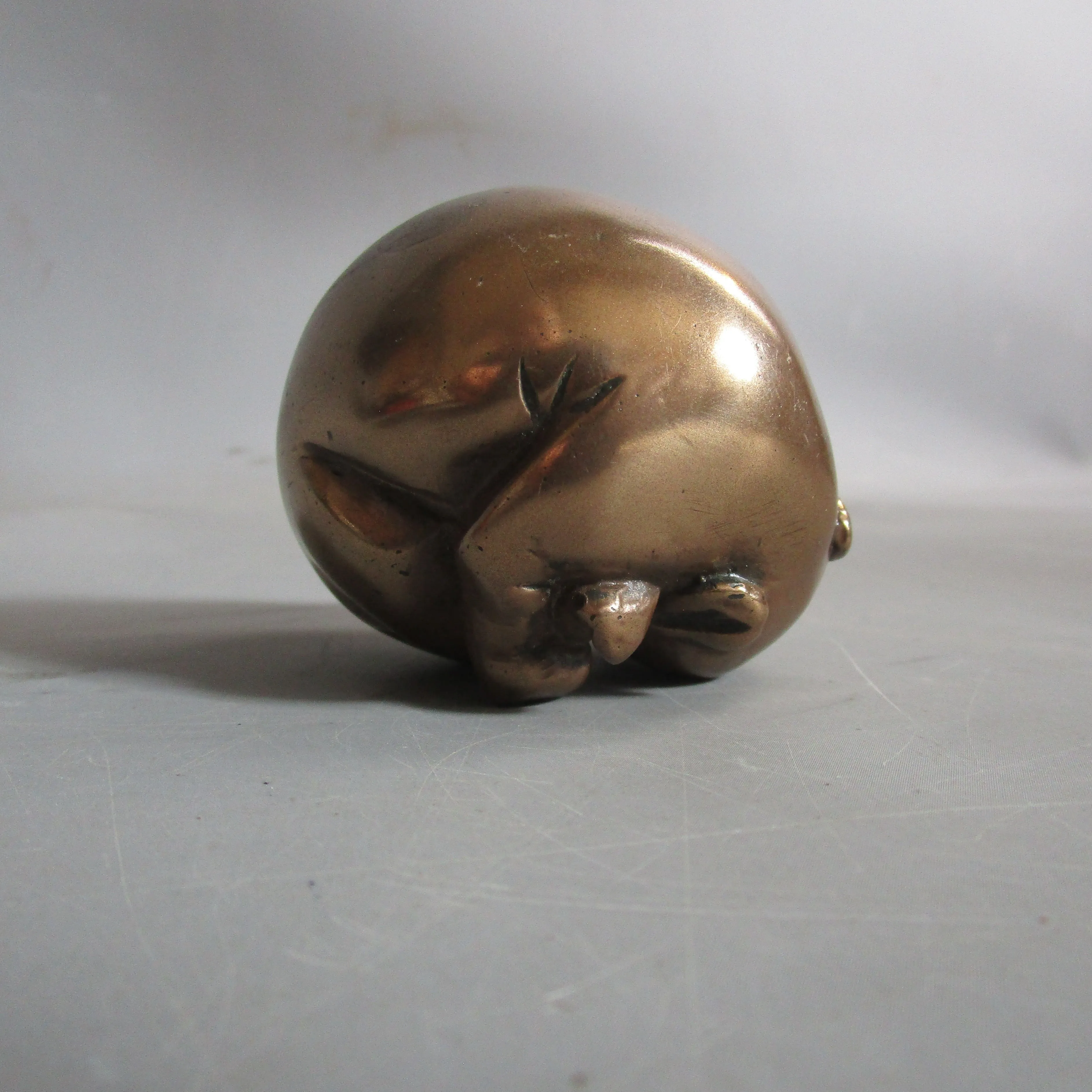 Oriental Mejia Period Bronze scroll weight Curled UP Mammal Antique Victorian c1890