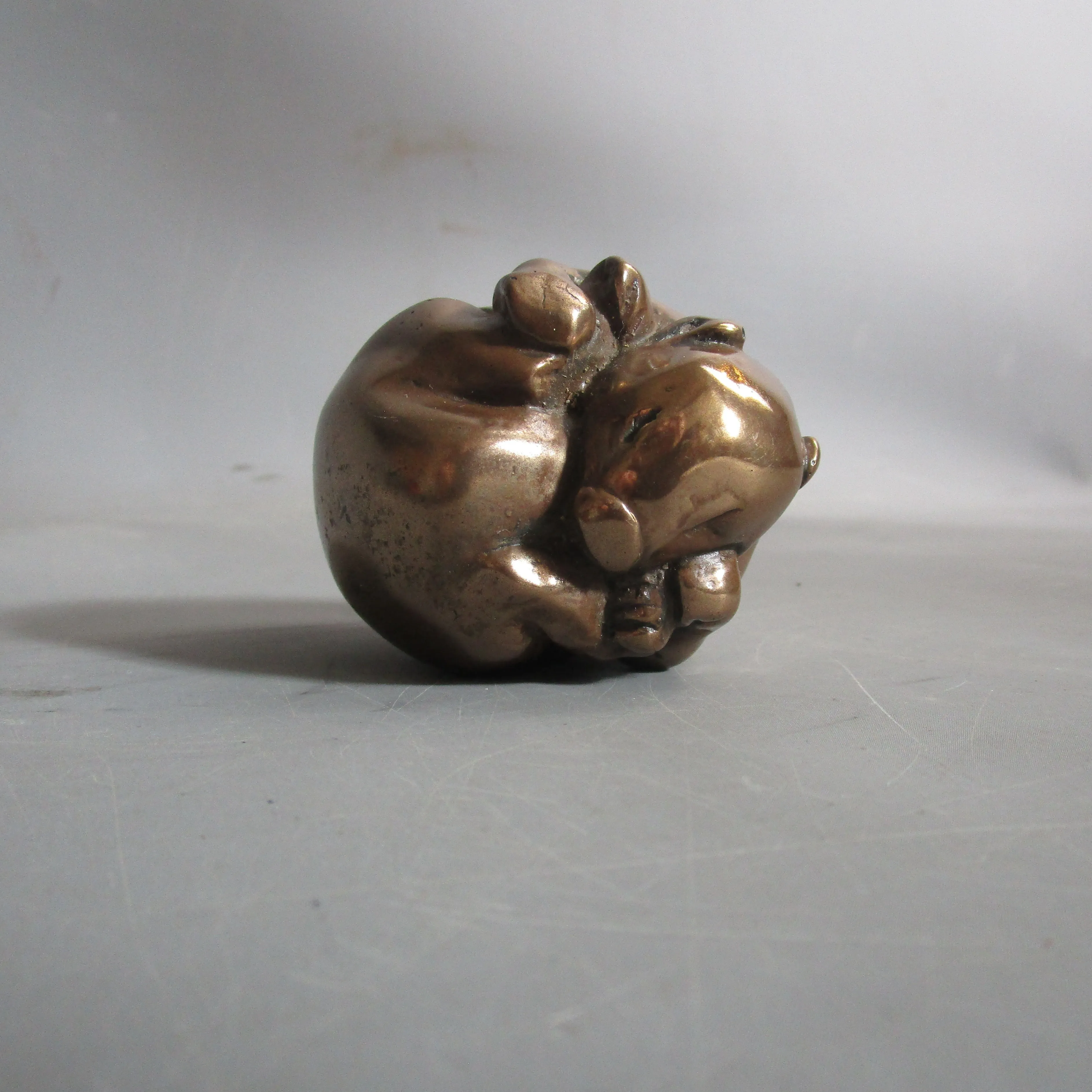 Oriental Mejia Period Bronze scroll weight Curled UP Mammal Antique Victorian c1890