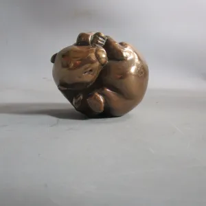 Oriental Mejia Period Bronze scroll weight Curled UP Mammal Antique Victorian c1890