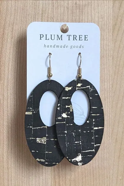 Oval Shaped Cork Earrings