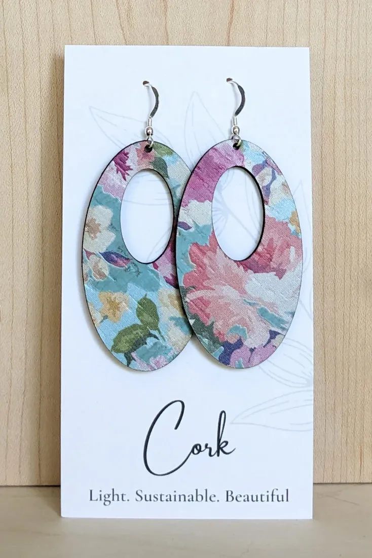 Oval Shaped Cork Earrings