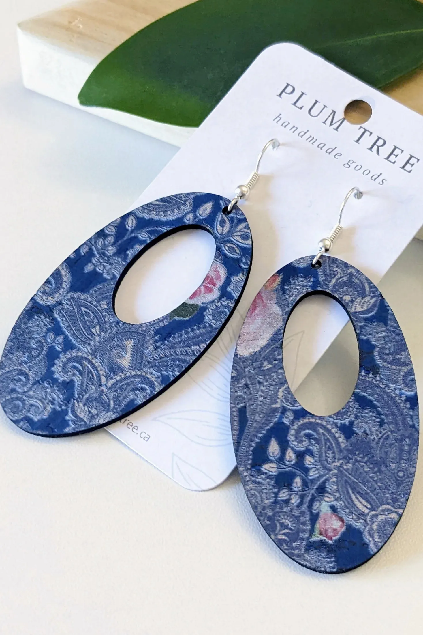 Oval Shaped Cork Earrings