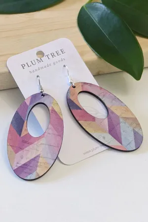 Oval Shaped Cork Earrings