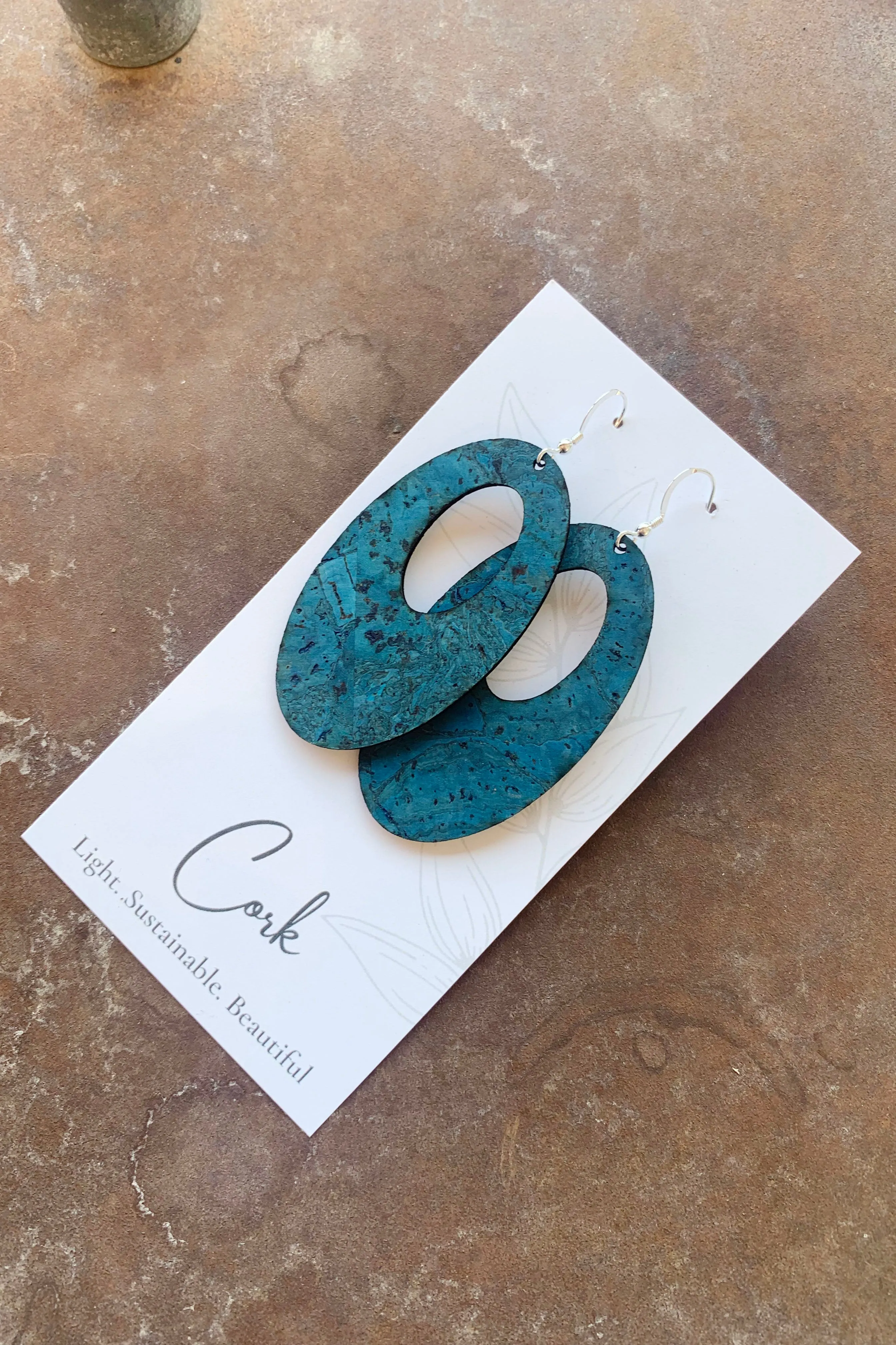 Oval Shaped Cork Earrings