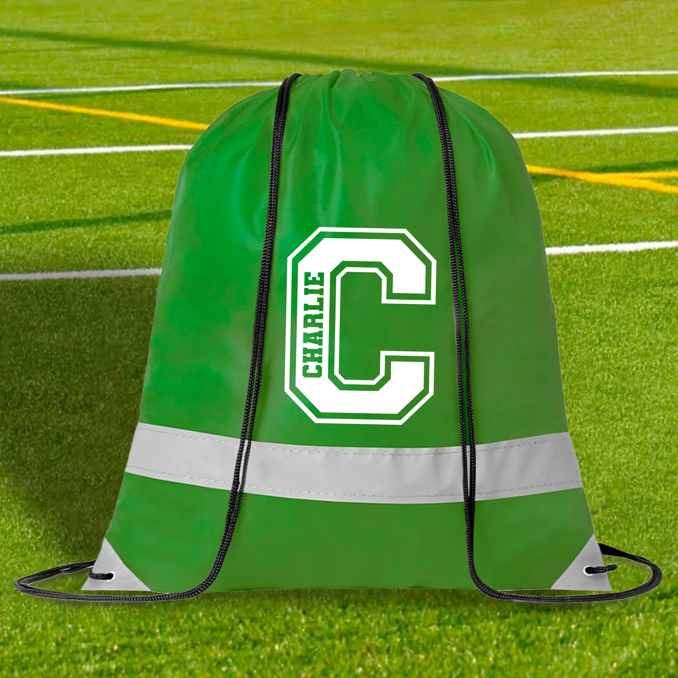 Personalised High Viz Name & Initial Drawstring Bag