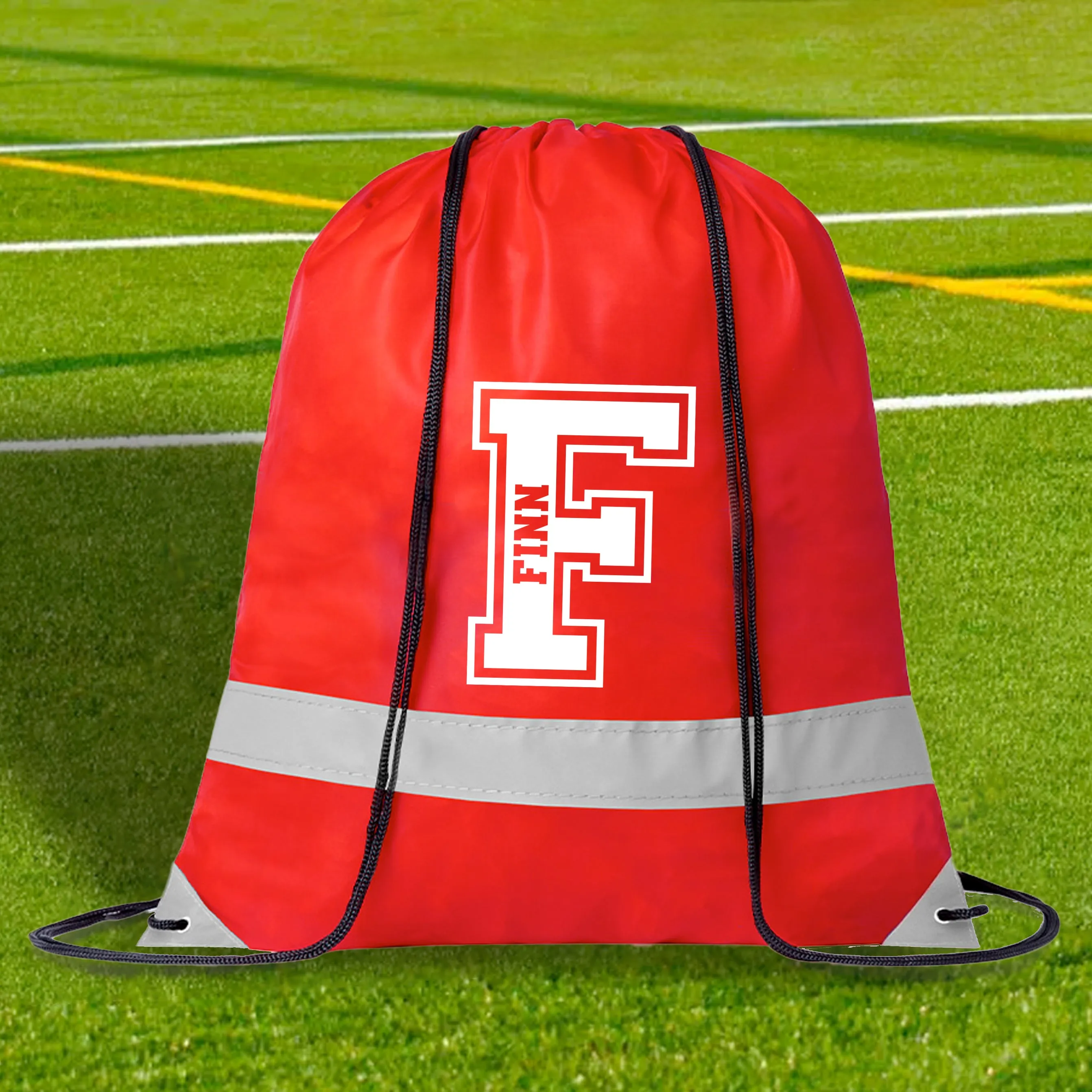 Personalised High Viz Name & Initial Drawstring Bag