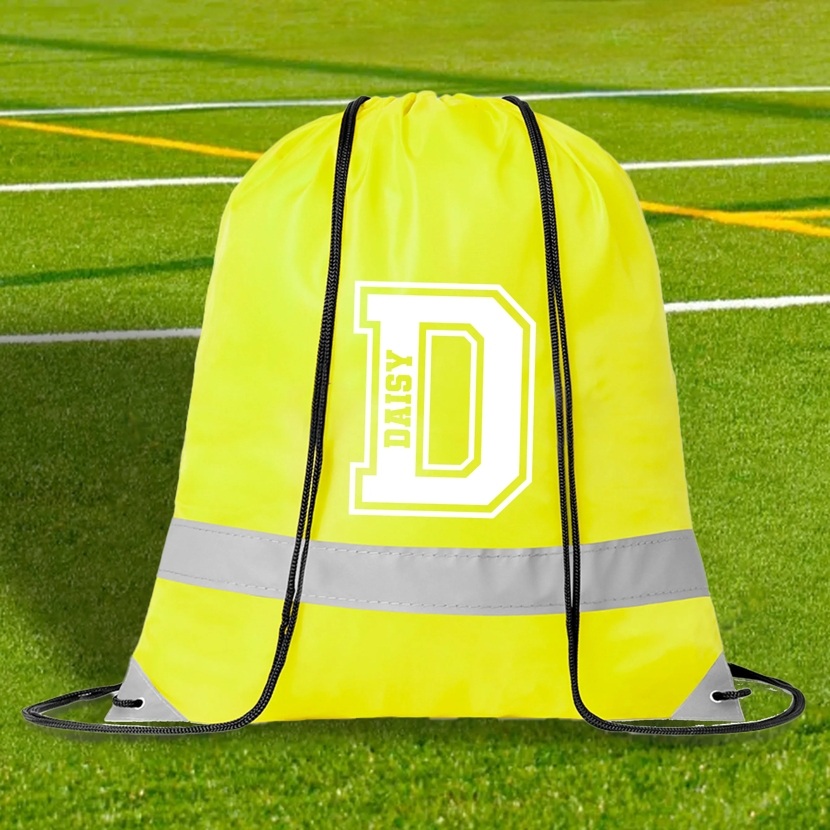 Personalised High Viz Name & Initial Drawstring Bag