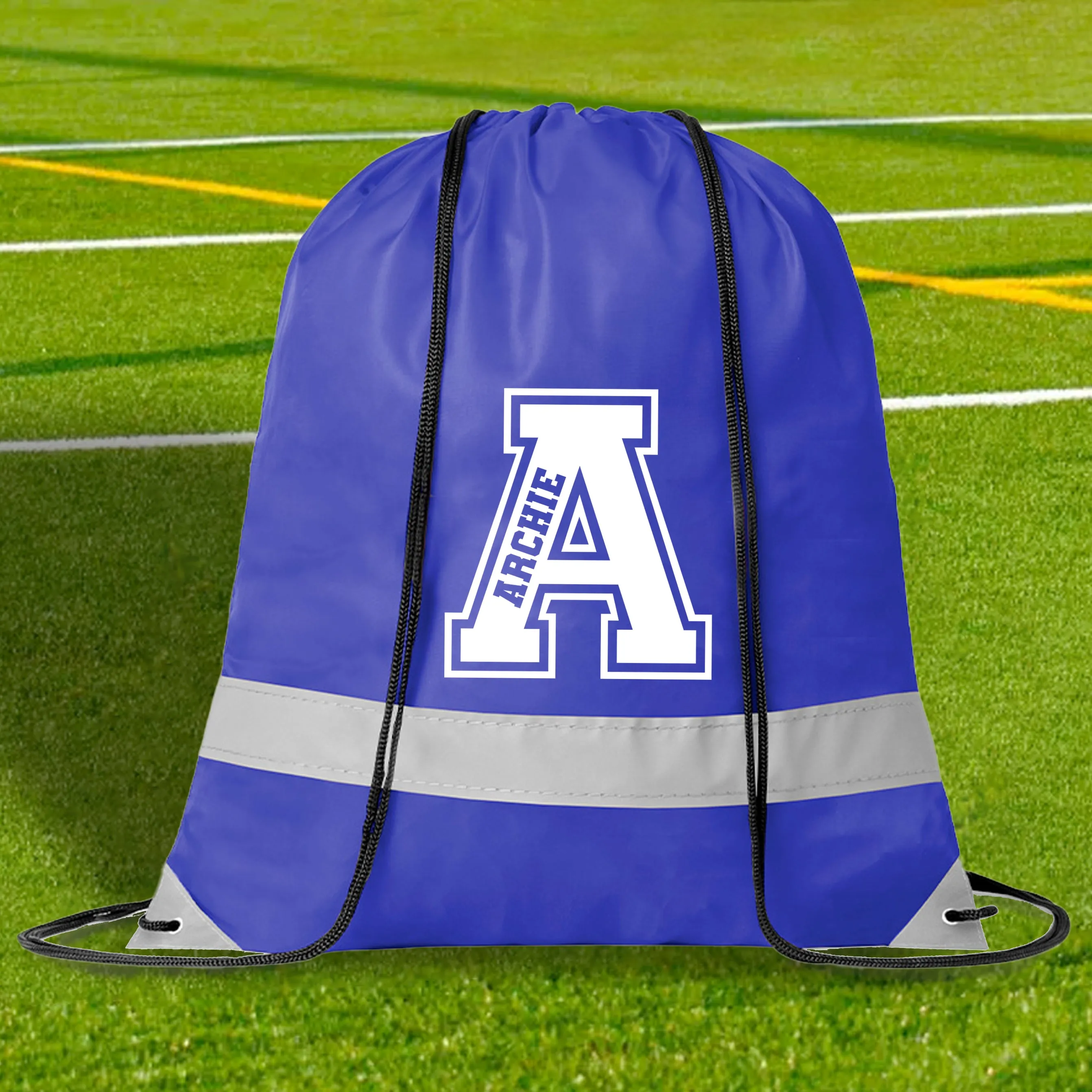 Personalised High Viz Name & Initial Drawstring Bag