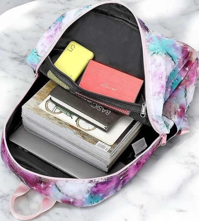 Pink and Green Tie Dye Galaxy School Bag Backpack
