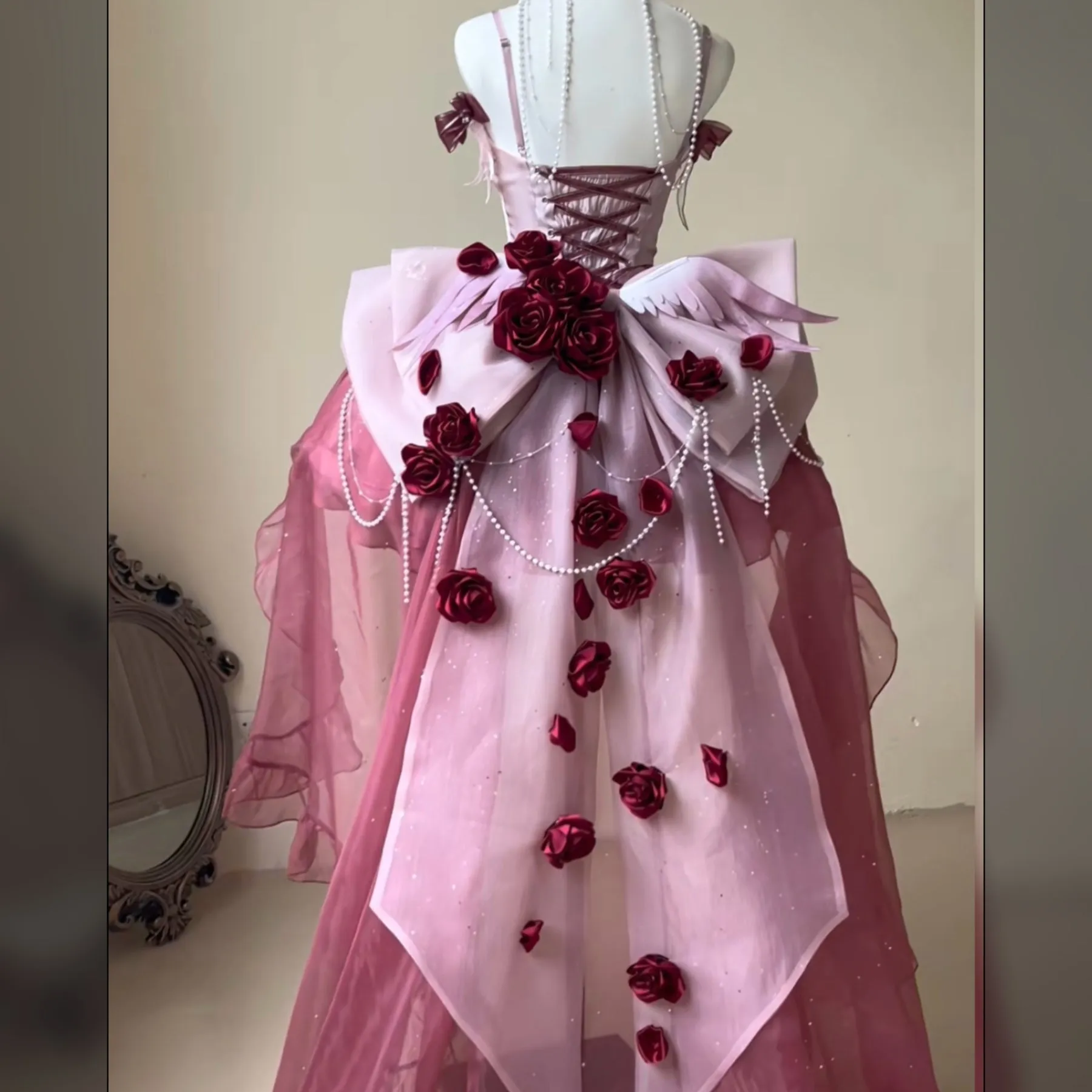 Princess style trailing new vintage big bow dress