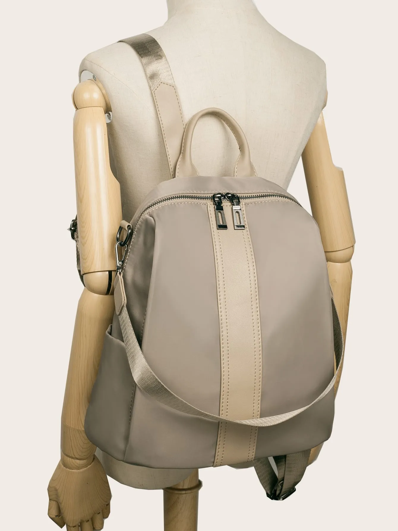 PU Panel Backpack With Detachable Backpack