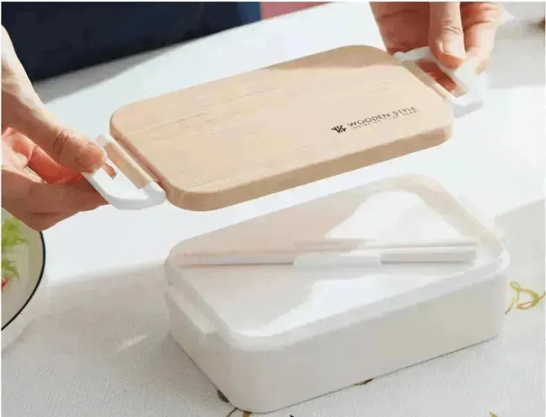Rectangular wooden lunch box student lunch box