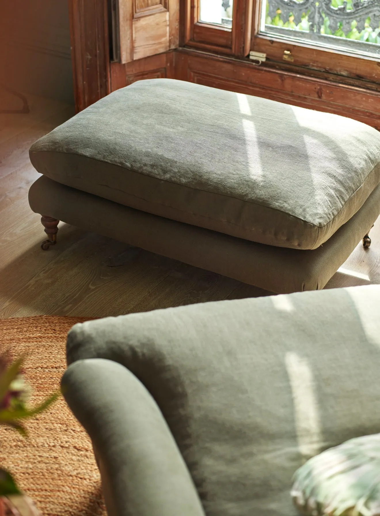 Remy Footstool, Ditsy Blue