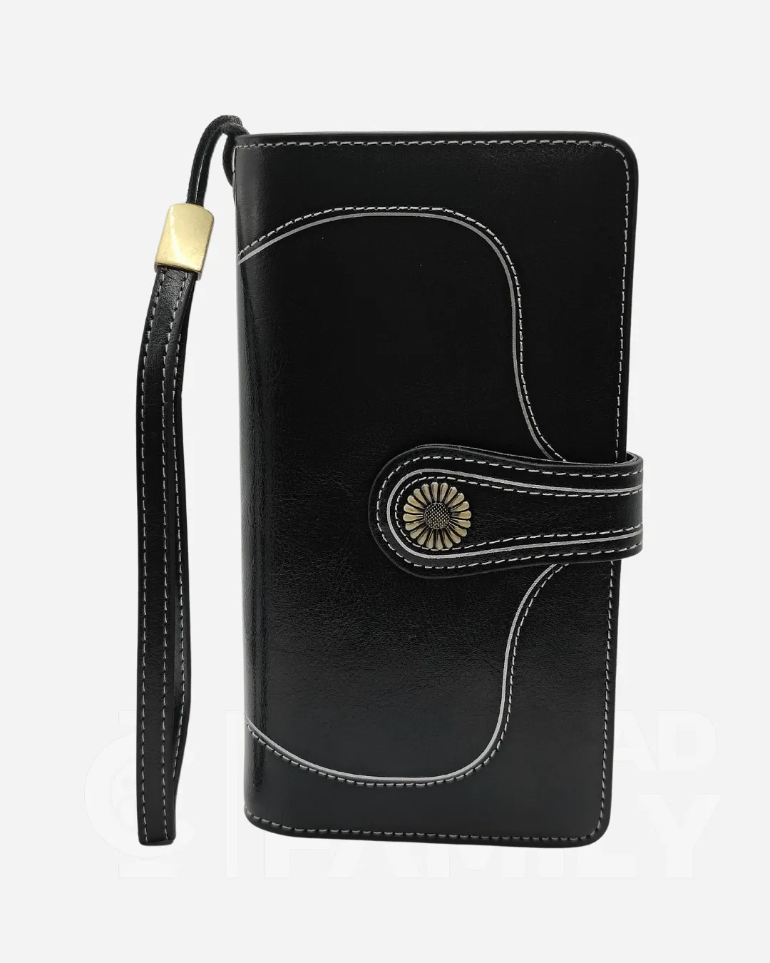 RFID Blocking Large Capacity Leather Wallet w/ Lanyard