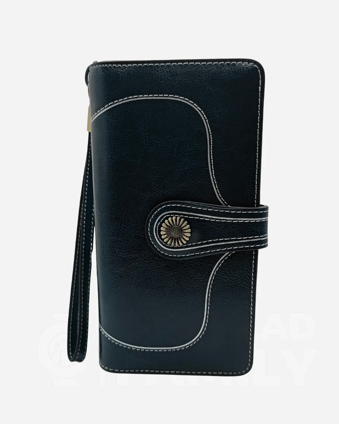 RFID Blocking Large Capacity Leather Wallet w/ Lanyard