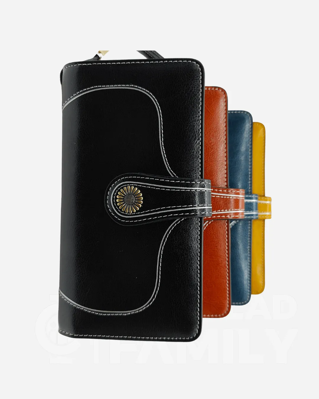 RFID Blocking Large Capacity Leather Wallet w/ Lanyard