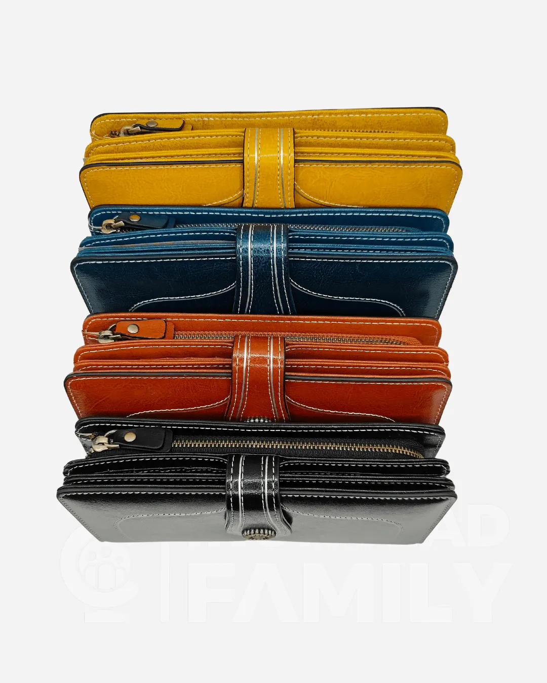 RFID Blocking Large Capacity Leather Wallet w/ Lanyard