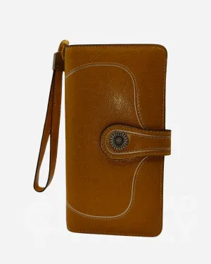 RFID Blocking Large Capacity Leather Wallet w/ Lanyard