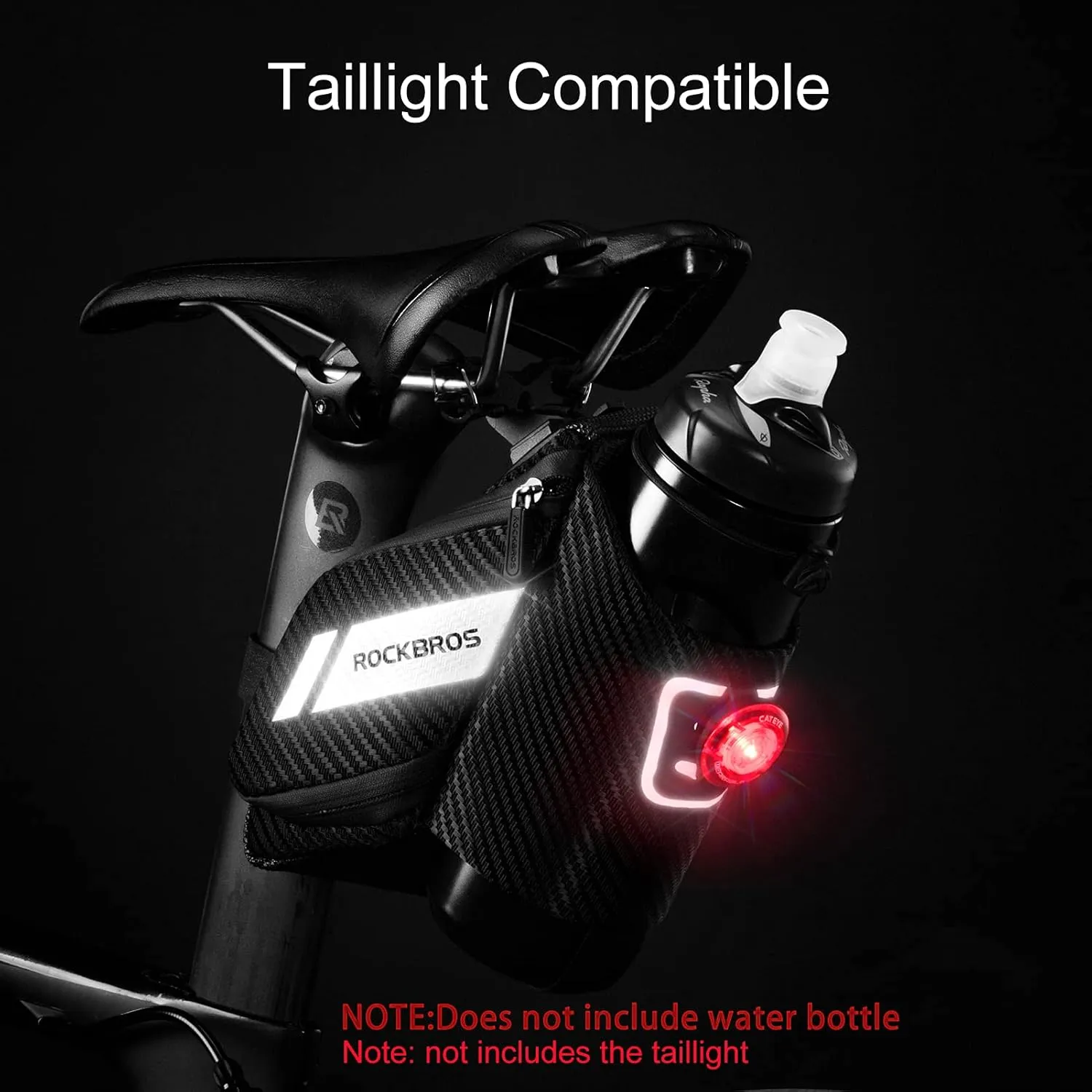 ROCKBROS Waterproof Bike Saddle Bag with Water Bottle Holder