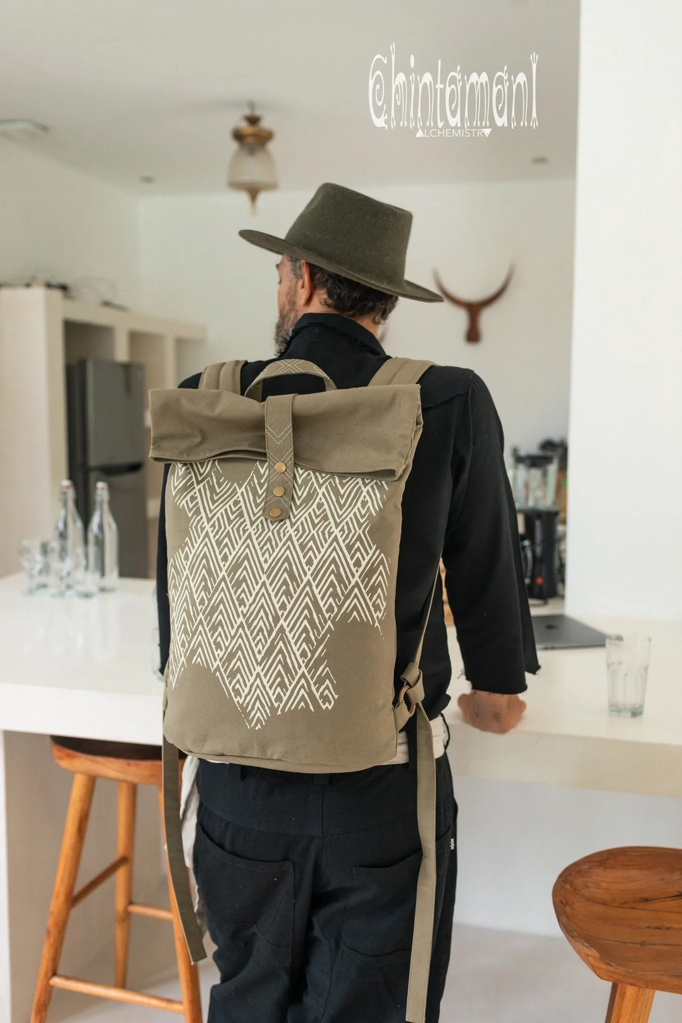 Rolltop Canvas Backpack Unisex / Olive