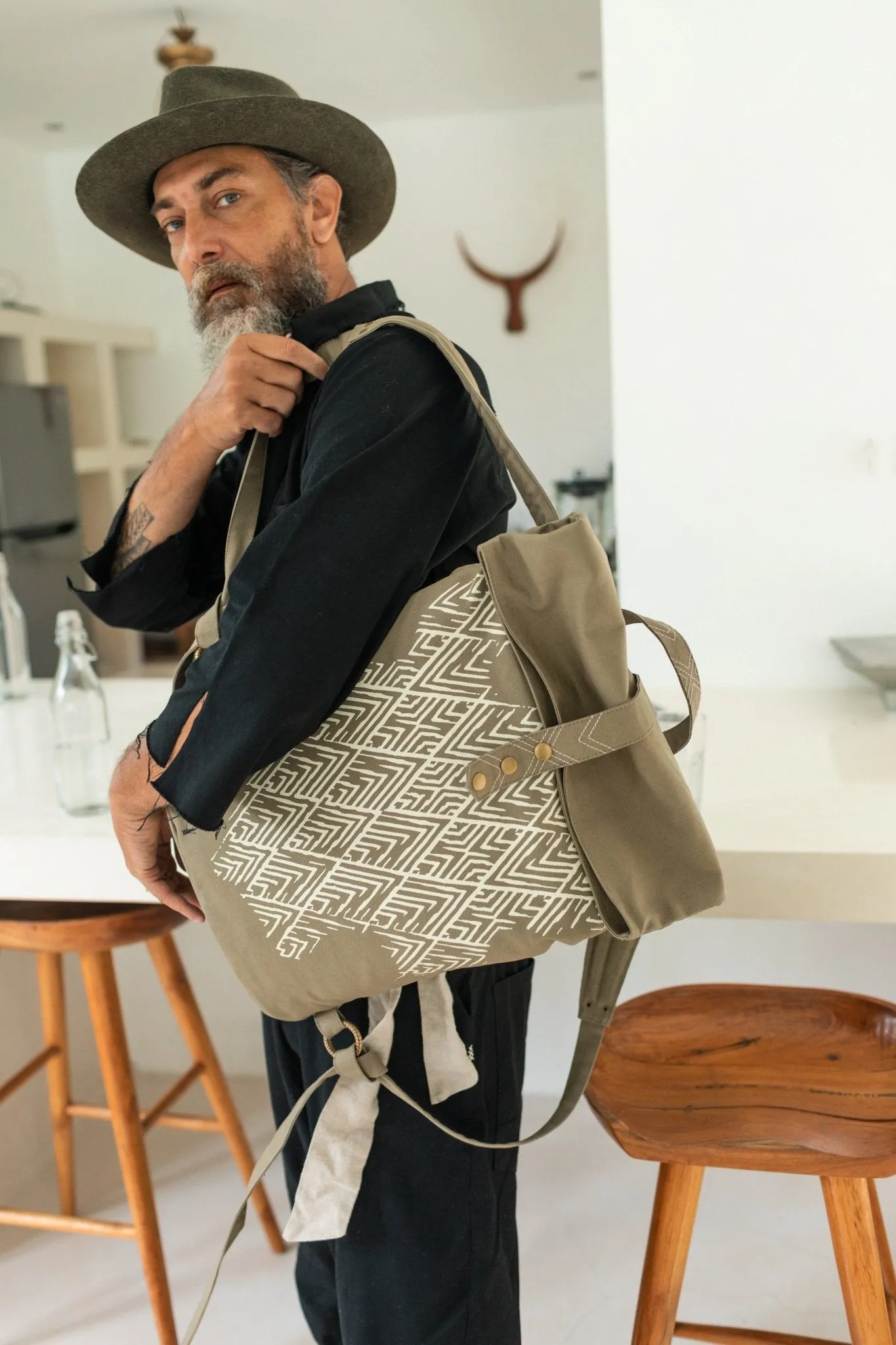 Rolltop Canvas Backpack Unisex / Olive