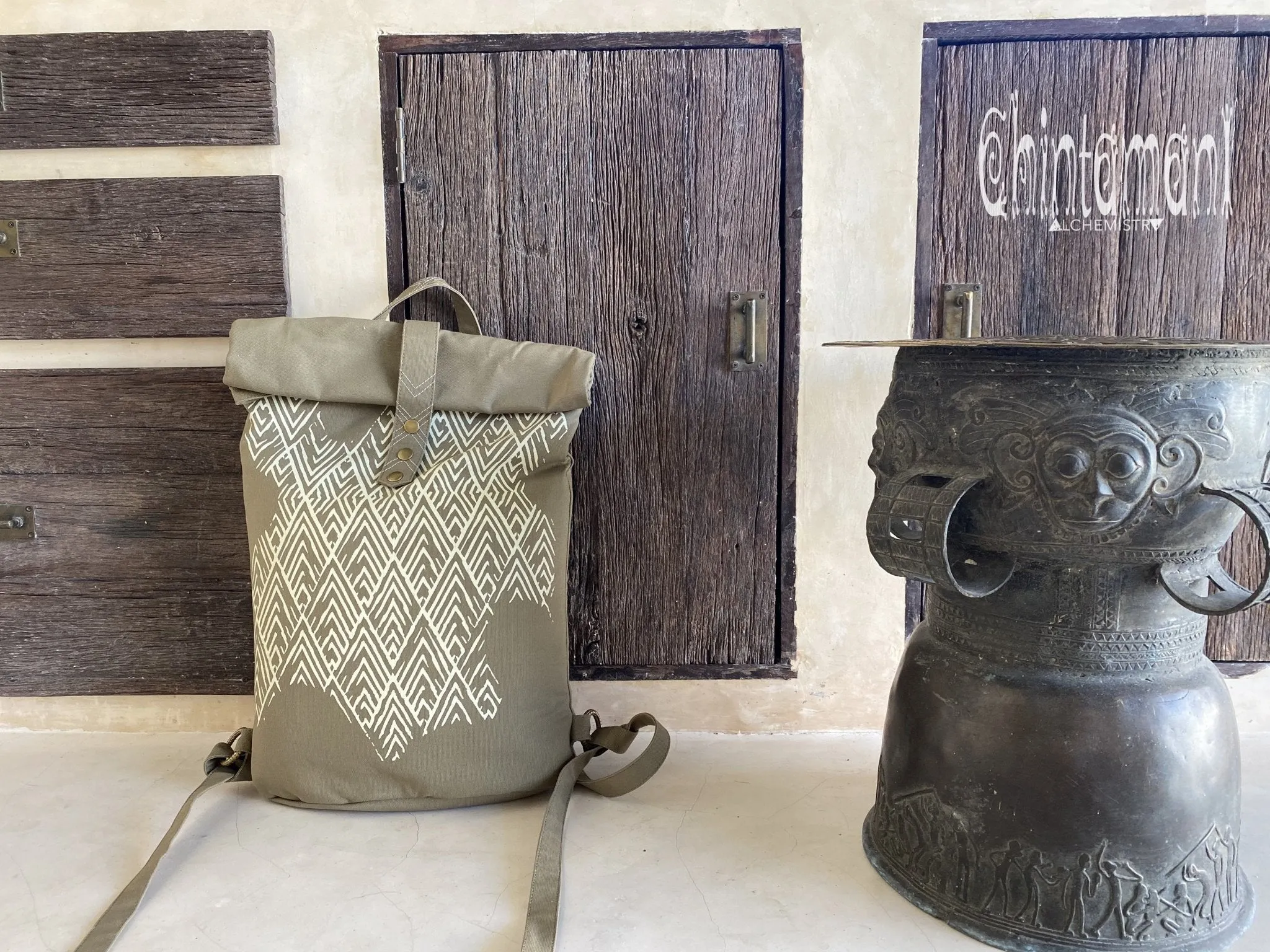 Rolltop Canvas Backpack Unisex / Olive