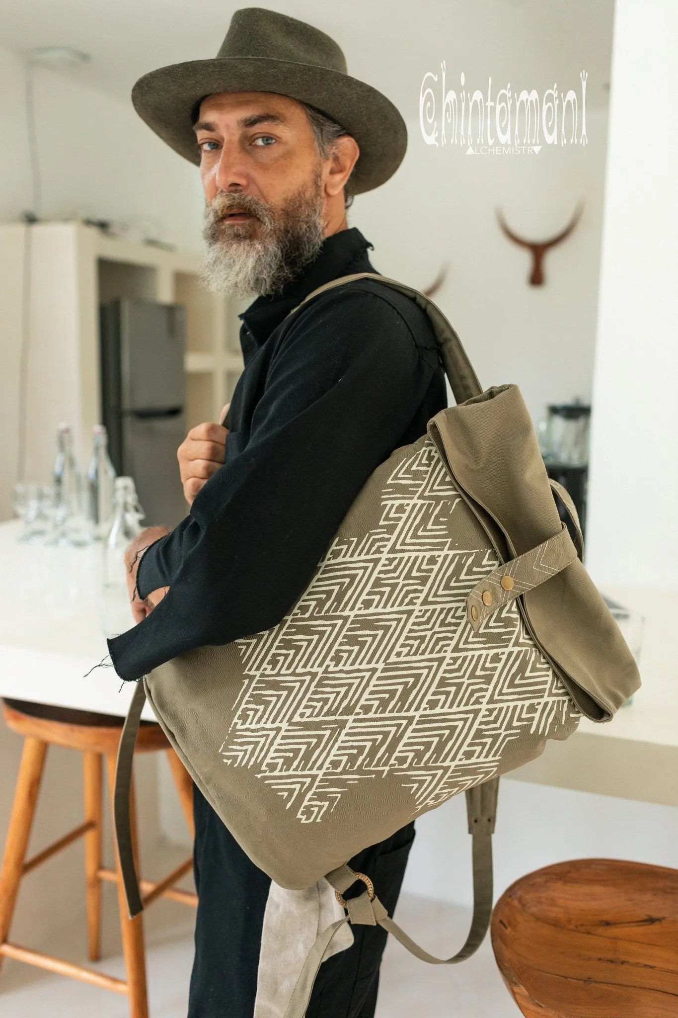 Rolltop Canvas Backpack Unisex / Olive