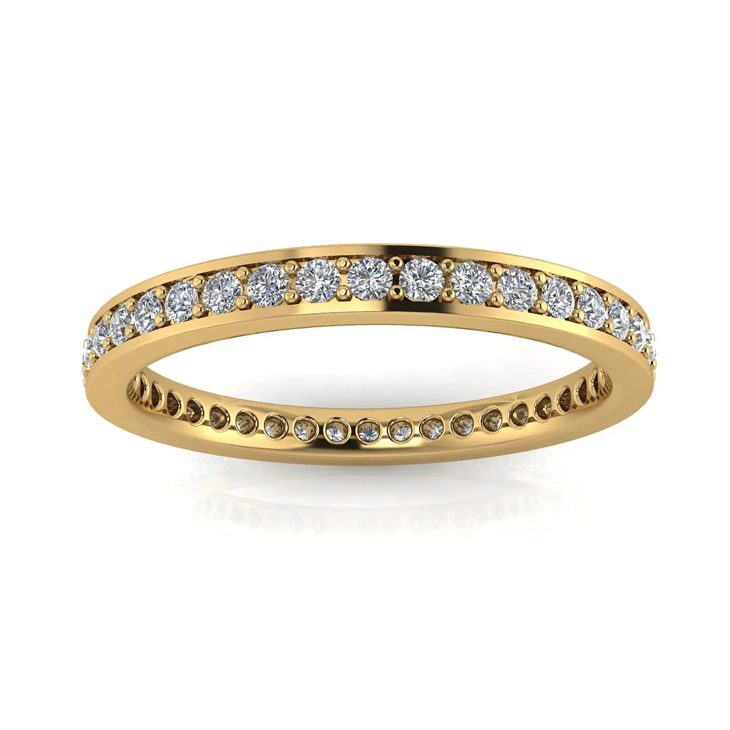 Round Brilliant Cut Diamond Channel Pave Set Eternity Ring In 18k Yellow Gold  (0.86ct. Tw.) Ring Size 4.5