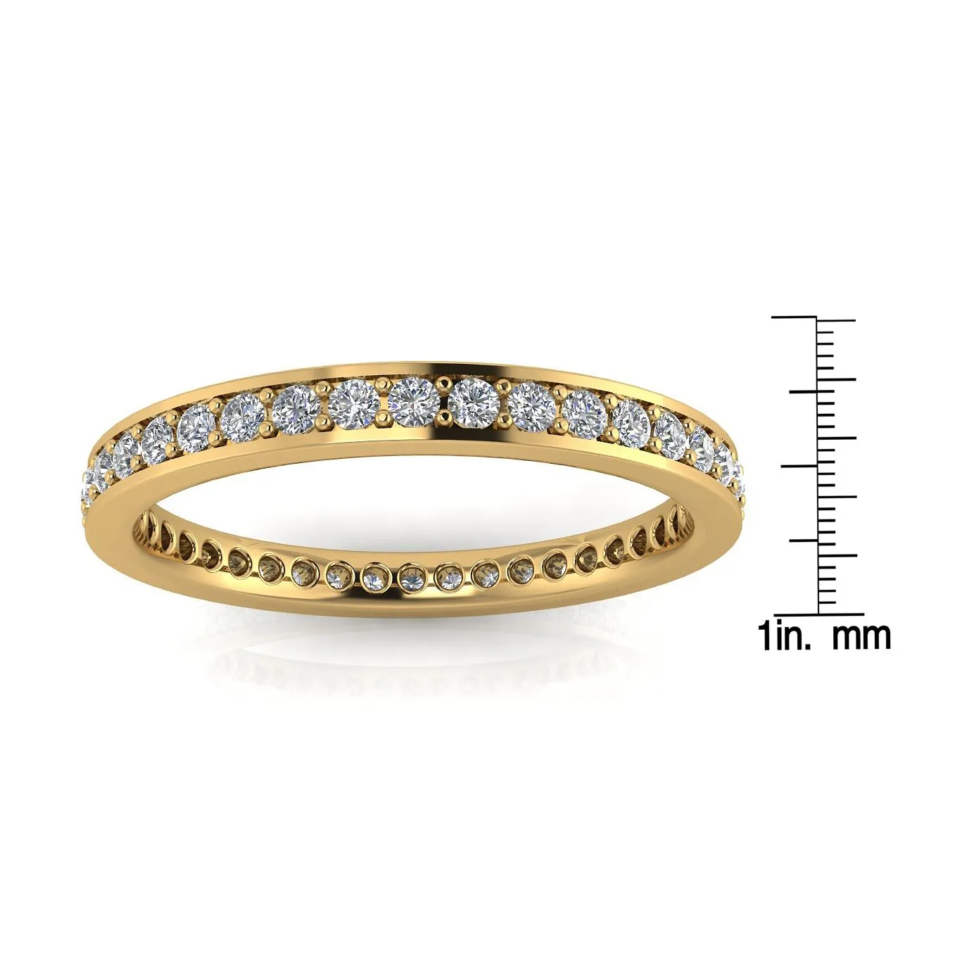 Round Brilliant Cut Diamond Channel Pave Set Eternity Ring In 18k Yellow Gold  (0.86ct. Tw.) Ring Size 4.5
