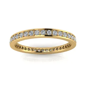 Round Brilliant Cut Diamond Channel Pave Set Eternity Ring In 18k Yellow Gold  (0.86ct. Tw.) Ring Size 4.5