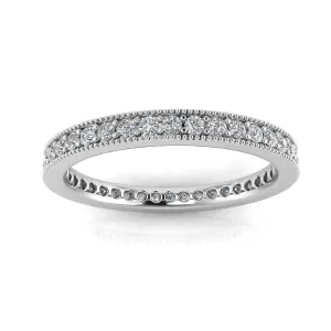 Round Brilliant Cut Diamond Pave & Milgrain Set Eternity Ring In 14k White Gold  (0.96ct. Tw.) Ring Size 6.5