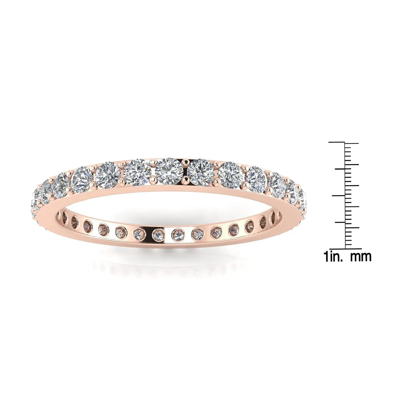 Round Brilliant Cut Diamond Pave Set Eternity Ring In 14k Rose Gold  (0.99ct. Tw.) Ring Size 9