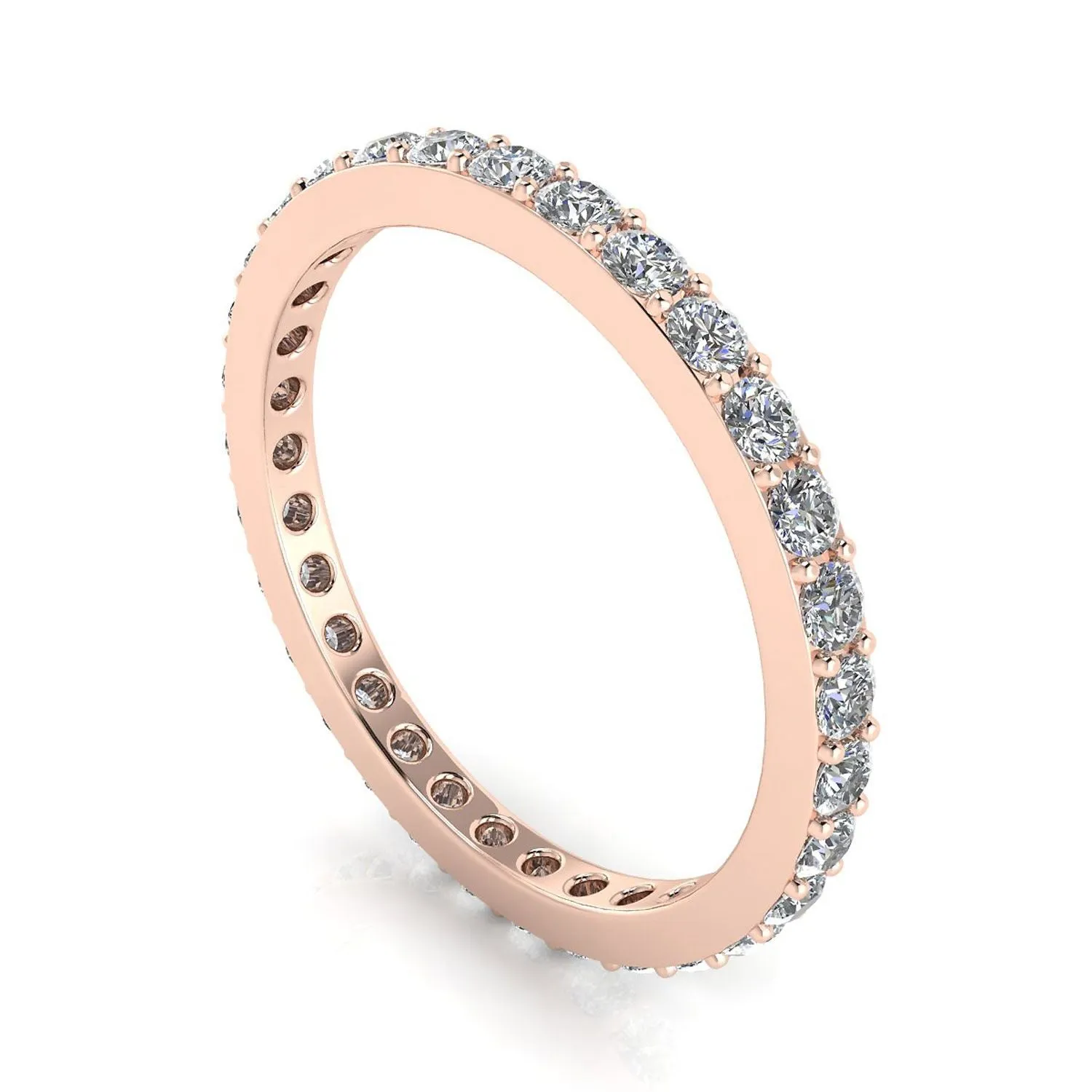Round Brilliant Cut Diamond Pave Set Eternity Ring In 14k Rose Gold  (0.99ct. Tw.) Ring Size 9
