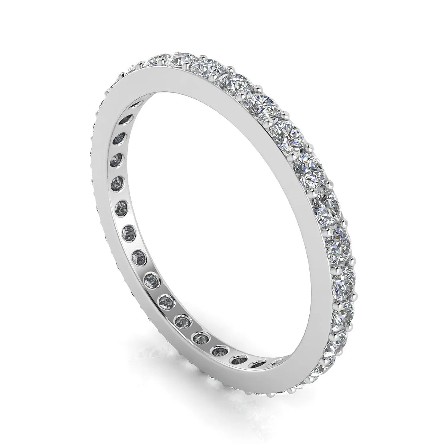 Round Brilliant Cut Diamond Pave Set Eternity Ring In 14k White Gold  (1.37ct. Tw.) Ring Size 4.5