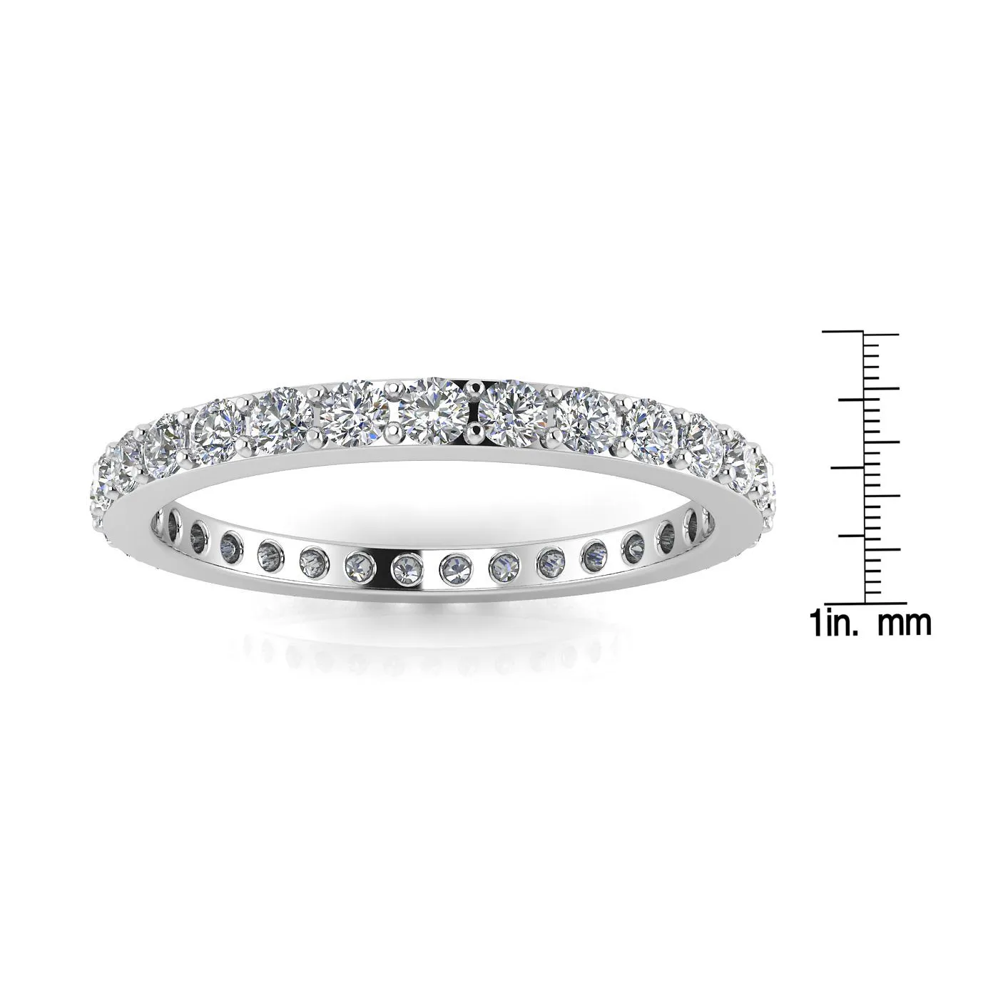 Round Brilliant Cut Diamond Pave Set Eternity Ring In 14k White Gold  (1.37ct. Tw.) Ring Size 4.5