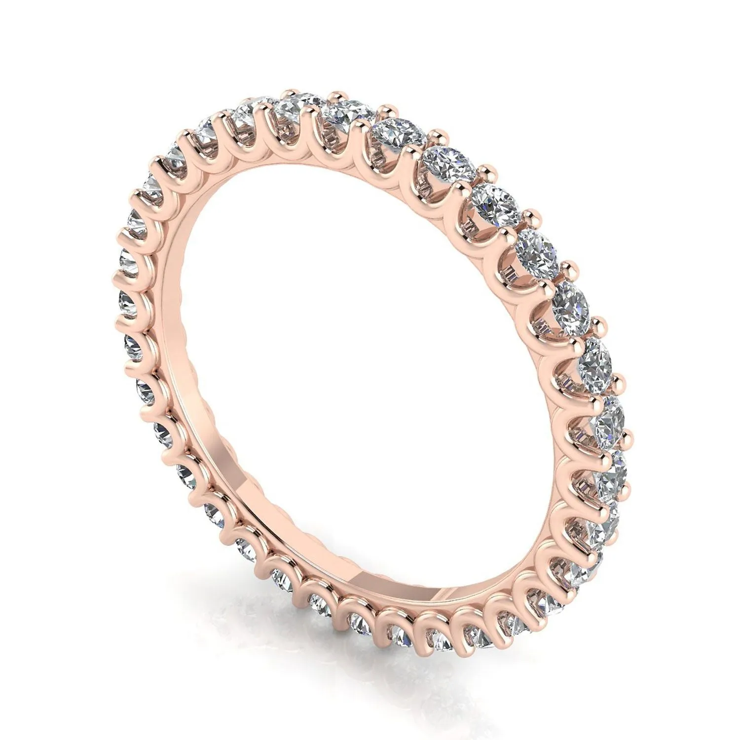 Round Brilliant Cut Diamond Shared Prong Set Eternity Ring In 14k Rose Gold  (0.52ct. Tw.) Ring Size 9