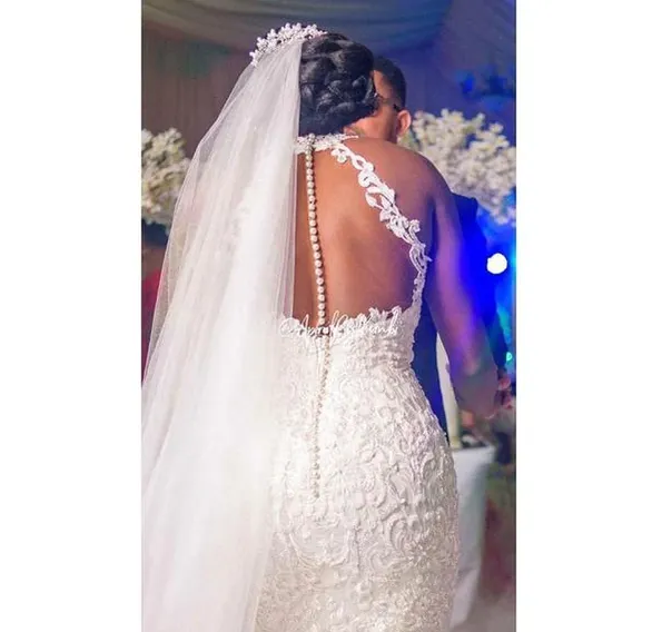 Sexy Halter See Through Lace Mermaid Mermaid Wedding Gown,WDS0116