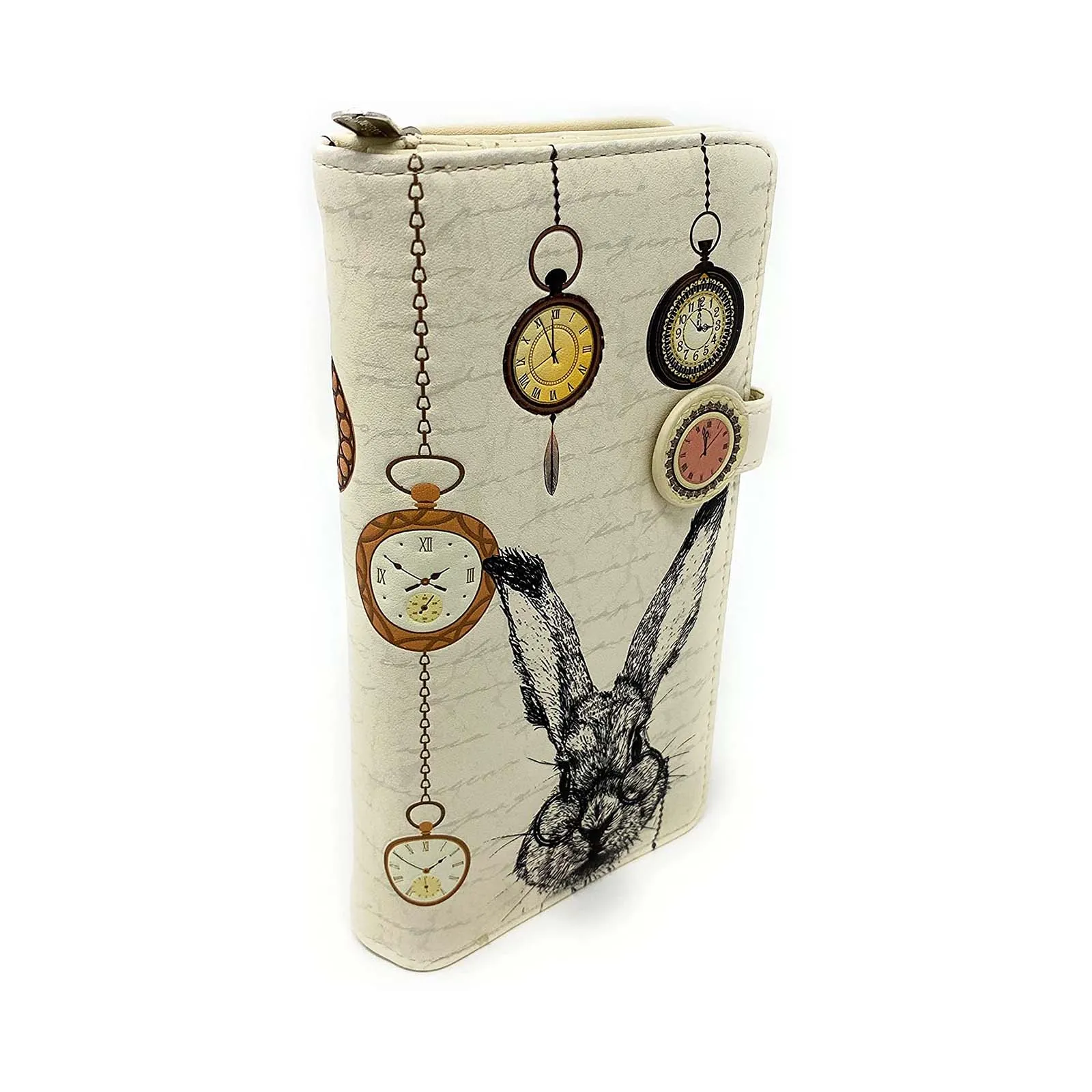 Shagwear Pocket Watch Rabbit Large Beige Zipper Wallet