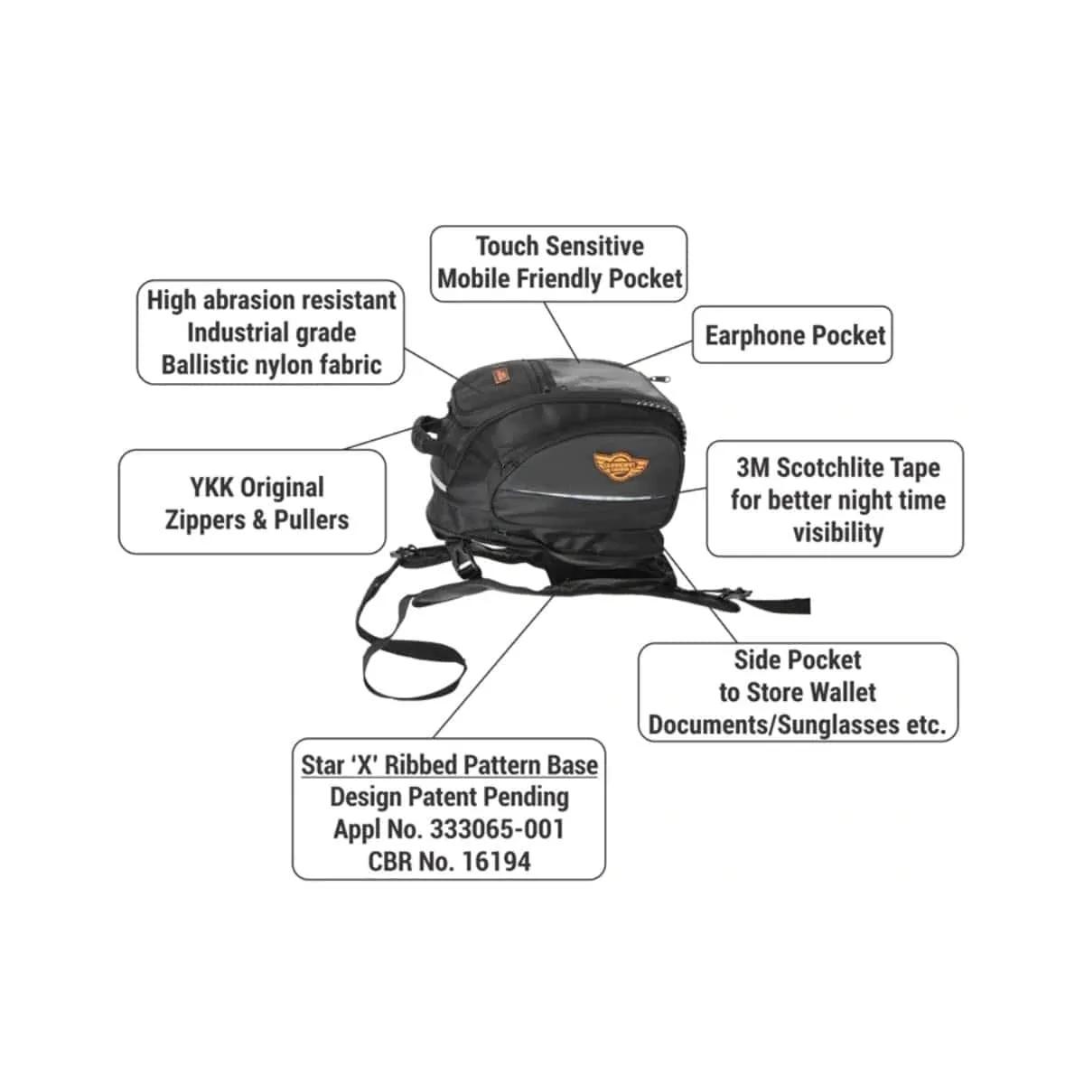 Shark Universal 28L Tank Bag with Rain Cover - Black